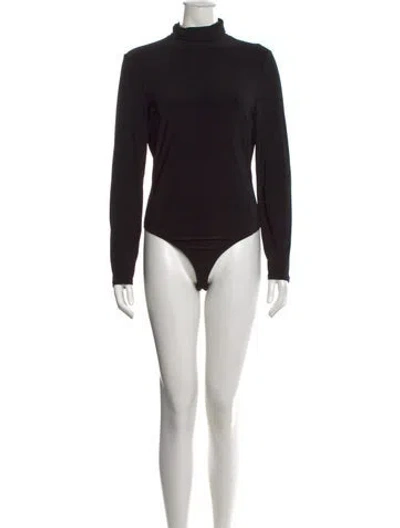 Pre-owned Brandon Maxwell Turtleneck Long Sleeve Bodysuit In Black