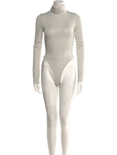 Pre-owned Brandon Maxwell Turtleneck Long Sleeve Bodysuit In Gray