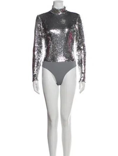 Pre-owned Brandon Maxwell Turtleneck Long Sleeve Bodysuit In White