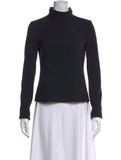 Pre-owned Brandon Maxwell Turtleneck Long Sleeve Top In Black
