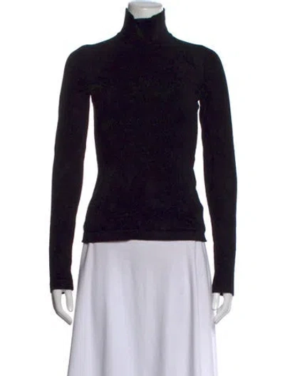 Pre-owned Brandon Maxwell Turtleneck Long Sleeve Top In Black