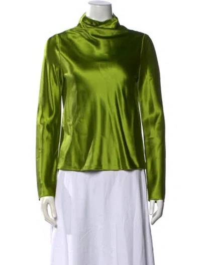 Pre-owned Brandon Maxwell Turtleneck Long Sleeve Top In Green