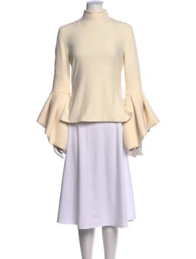 Pre-owned Brandon Maxwell Turtleneck Long Sleeve Top In Neutral