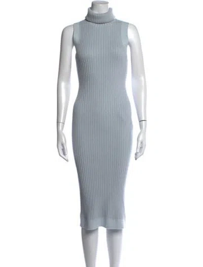 Pre-owned Brandon Maxwell Turtleneck Midi Length Dress In Blue
