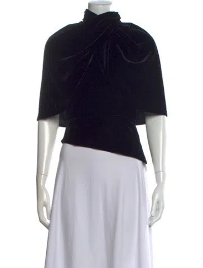 Pre-owned Brandon Maxwell Turtleneck Short Sleeve Top In Black