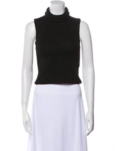 Pre-owned Brandon Maxwell Turtleneck Sleeveless Crop Top In Black
