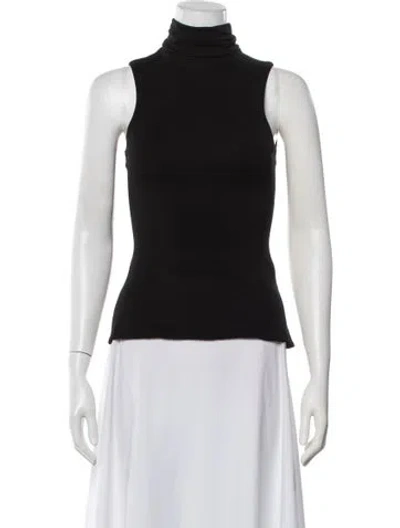 Pre-owned Brandon Maxwell Turtleneck Sleeveless Top In Black