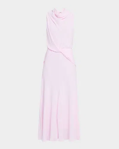 Brandon Maxwell Valerie Draped Halter Midi Dress