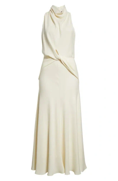 Brandon Maxwell Valerie Twist Waist Silk Gown In Ivory