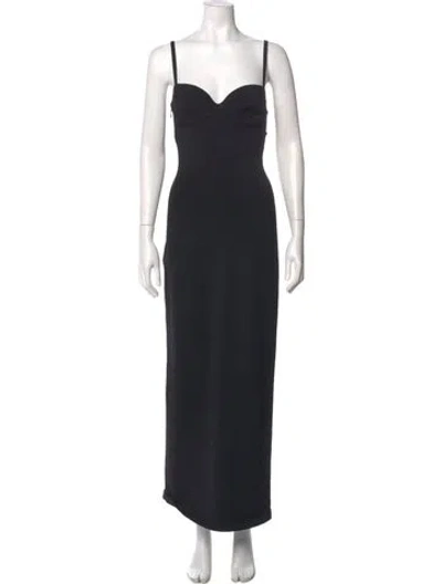 Pre-owned Brandon Maxwell Velour Long Dress In Black