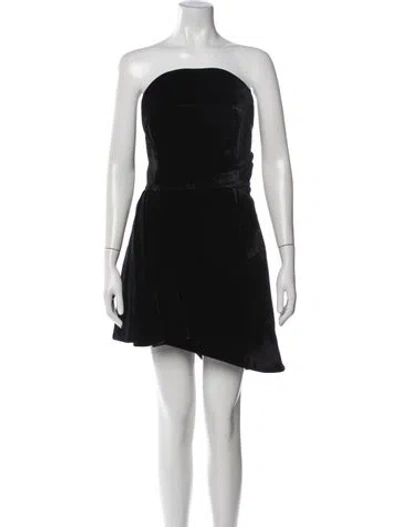 Pre-owned Brandon Maxwell Velvet Mini Dress In Black
