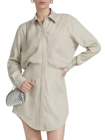 Brandon Maxwell Vera Shirt Dress In Sand In Neutral
