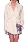 Brandon Maxwell Vera Shirtdress In Honeydew In Multi