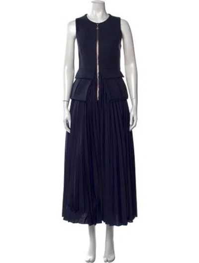 Pre-owned Brandon Maxwell Virgin Wool Long Dress In Blue