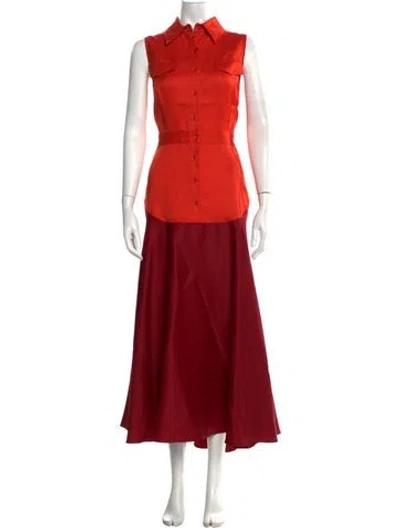Pre-owned Brandon Maxwell Virgin Wool Long Dress In Red