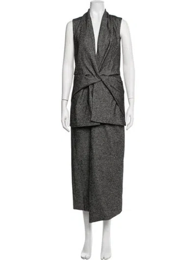 Pre-owned Brandon Maxwell Virgin Wool Midi Length Dress In Grey