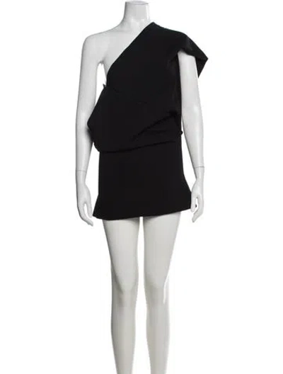 Pre-owned Brandon Maxwell Virgin Wool Mini Dress In Black
