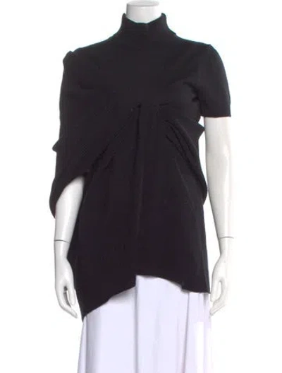 Pre-owned Brandon Maxwell Virgin Wool Mock Neck Sweater In Black