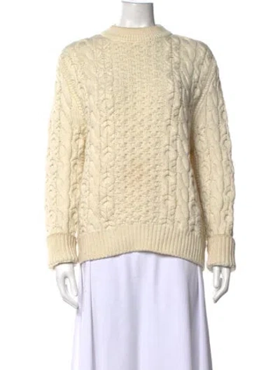 Pre-owned Brandon Maxwell Virgin Wool Mock Neck Sweater In Neutrals