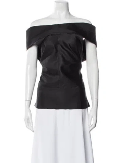 Pre-owned Brandon Maxwell Virgin Wool Off-the-shoulder Top W/ Tags In Gray