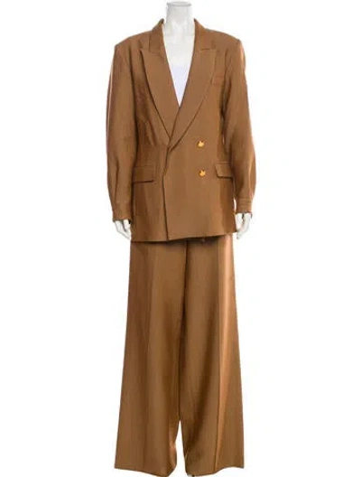 Pre-owned Brandon Maxwell Virgin Wool Pant Set In Brown