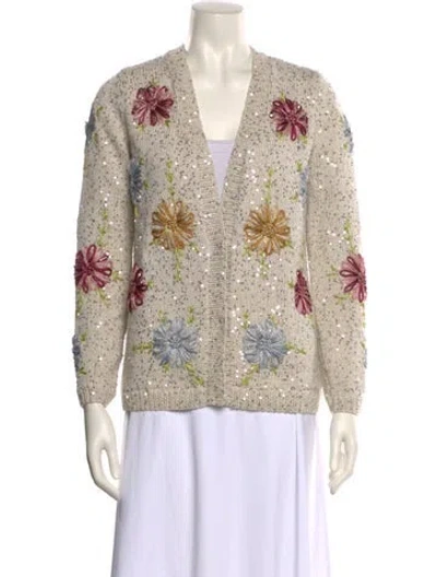 Pre-owned Brandon Maxwell Virgin Wool Printed Sweater In Neutral