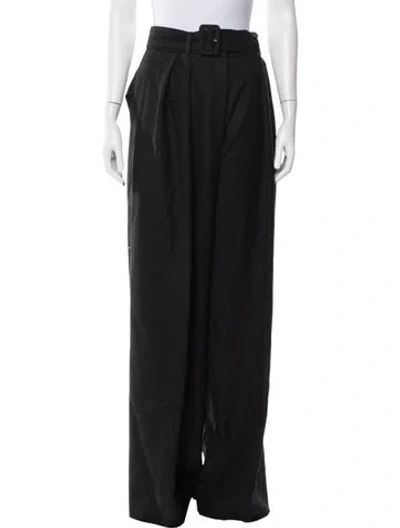 Pre-owned Brandon Maxwell Virgin Wool Wide Leg Pants In Black