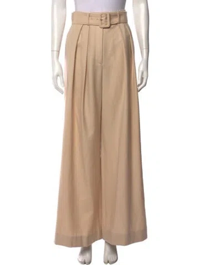 Pre-owned Brandon Maxwell Virgin Wool Wide Leg Pants In Neutral