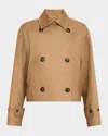 Brandon Maxwell The Vivienne Cropped Cotton Gabardine Trench Coat In Tan