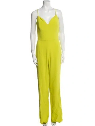 Pre-owned Brandon Maxwell V-neck Jumpsuit In Green