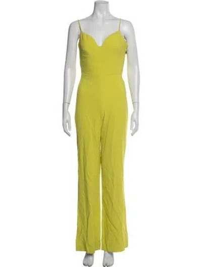 Pre-owned Brandon Maxwell V-neck Jumpsuit In Green