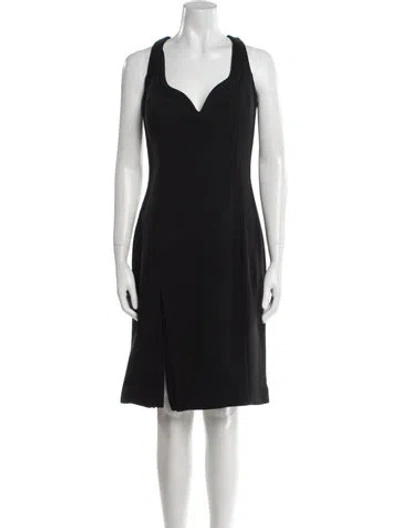 Pre-owned Brandon Maxwell V-neck Knee-length Dress In Black