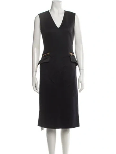 Pre-owned Brandon Maxwell V-neck Knee-length Dress In Black