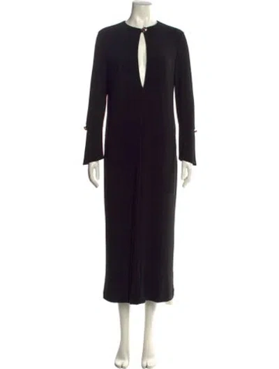 Pre-owned Brandon Maxwell V-neck Long Dress In Black