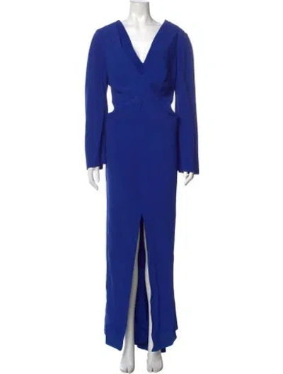 Pre-owned Brandon Maxwell V-neck Long Dress In Blue