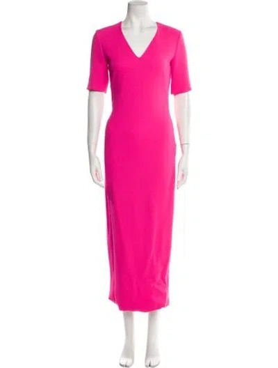 Pre-owned Brandon Maxwell V-neck Long Dress In Pink