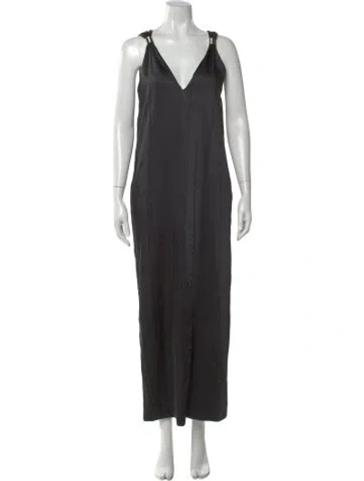 Pre-owned Brandon Maxwell V-neck Long Dress W/ Tags In Black