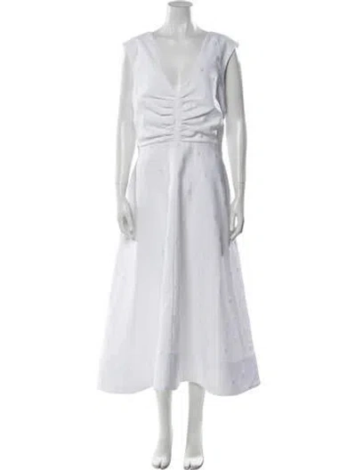 Pre-owned Brandon Maxwell V-neck Long Dress W/ Tags In White