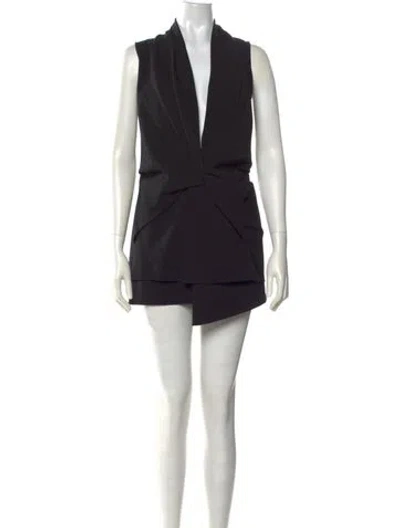 Pre-owned Brandon Maxwell V-neck Mini Dress In Black