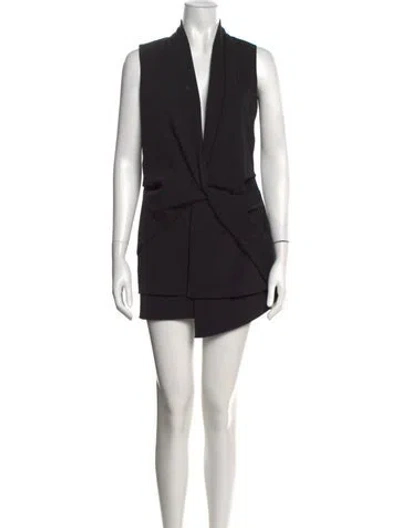 Pre-owned Brandon Maxwell V-neck Mini Dress In Black