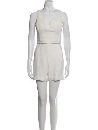 Pre-owned Brandon Maxwell V-neck Mini Dress In Neutral