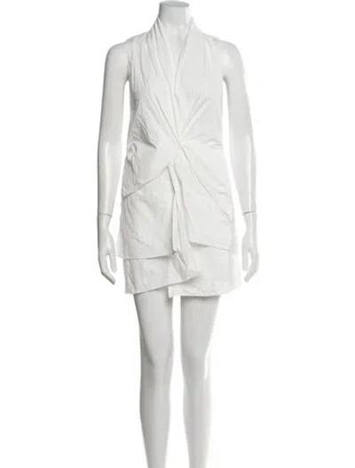 Pre-owned Brandon Maxwell V-neck Mini Dress In Neutrals