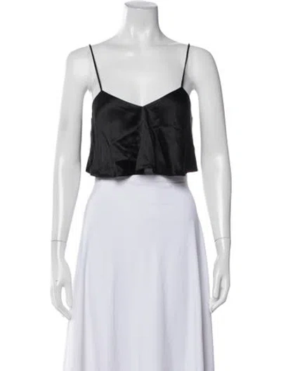 Pre-owned Brandon Maxwell V-neck Sleeveless Crop Top In Black
