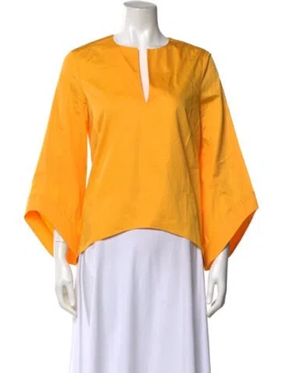 Pre-owned Brandon Maxwell V-neck Three-quarter Sleeve Blouse In Multi