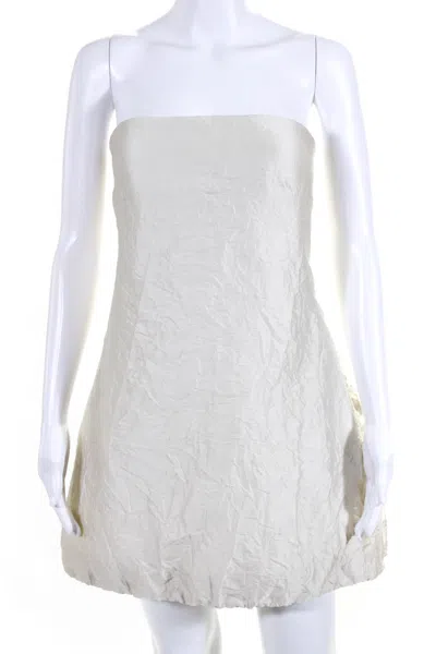 Brandon Maxwell White Crinkled Mini Dress