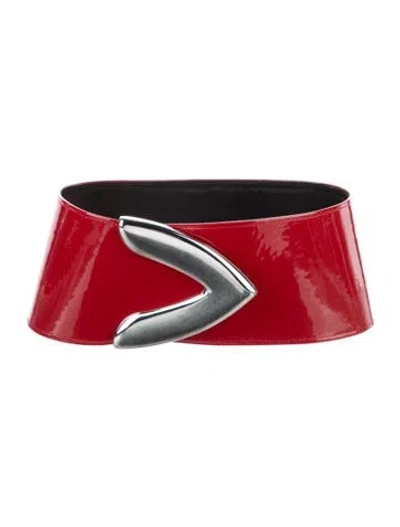 Pre-owned Brandon Maxwell Wide Patent Leather Waist Belt In Red