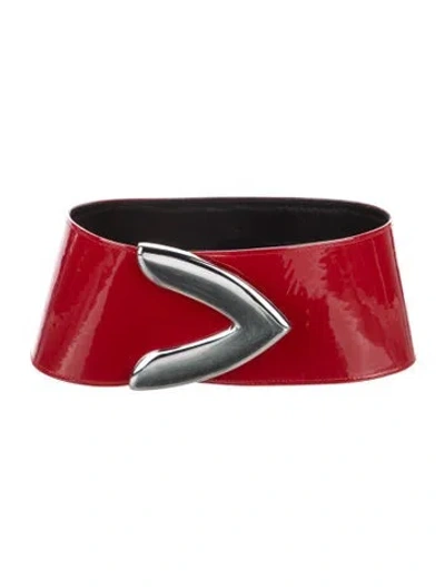 Pre-owned Brandon Maxwell Wide Patent Leather Waist Belt W/ Tags In Red