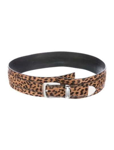 Pre-owned Brandon Maxwell Wide Ponyhair Belt In Brown