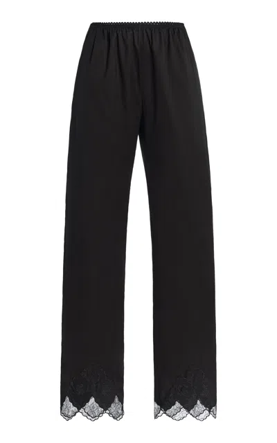 Brandon Maxwell Wilder Lace-detail Cotton Cropped Pants In Black