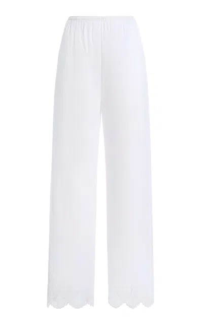 Brandon Maxwell Wilder Lace-detail Cotton Cropped Pants In White